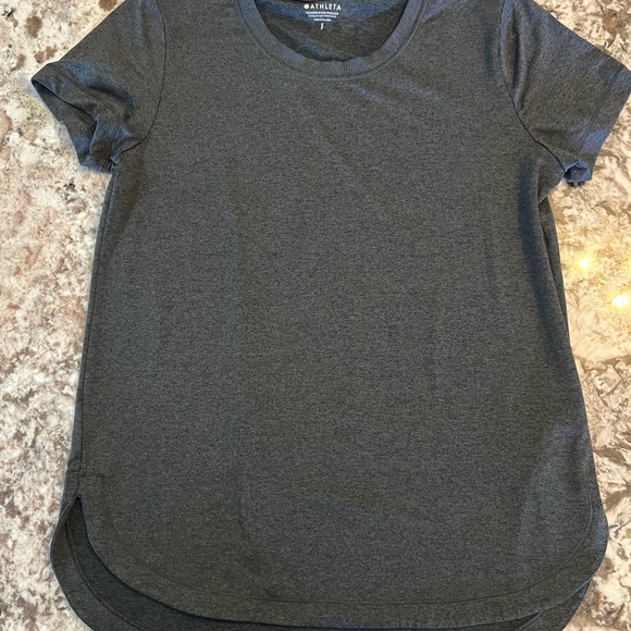 S Athleta Uptempo Short Sleeve Top Small Super Soft Cre Neck Exercise Workout - Picture 3 of 9